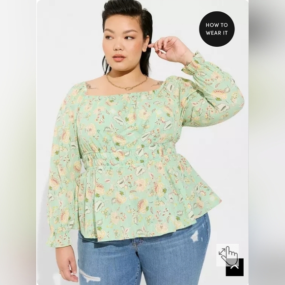 torrid Tops - Torrid Spring Floral Print Boho Empire Waist Peasant Top